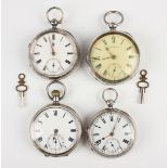 A silver cased keyless wind open-faced gentleman's pocket watch with unsigned jewelled lever