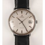 An Omega De Ville Automatic steel cased gentleman's wristwatch, the signed brushed silvered dial