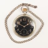 An Omega MoD issue nickel cased keyless wind open-faced gentleman's pocket watch, the signed