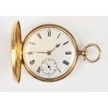 An 18ct gold key converted to keyless wind hunting cased gentleman's pocket watch, the gilt jewelled