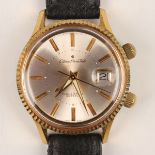 A Citizen Alarm Date gilt metal fronted and steel backed gentleman's wristwatch with signed jewelled