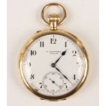 An 18ct gold cased keyless wind open-faced gentleman's dress watch, the Swiss jewelled precision