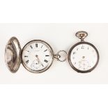 A silver key wind hunting cased gentleman's pocket watch, the gilt movement inscribed 'Fattorini &