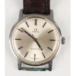 An Omega steel circular cased gentleman's wristwatch, circa 1970, the signed jewelled 601 caliber