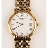 A Raymond Weil Genève gilt metal gentleman's bracelet wristwatch, the signed white dial with gilt