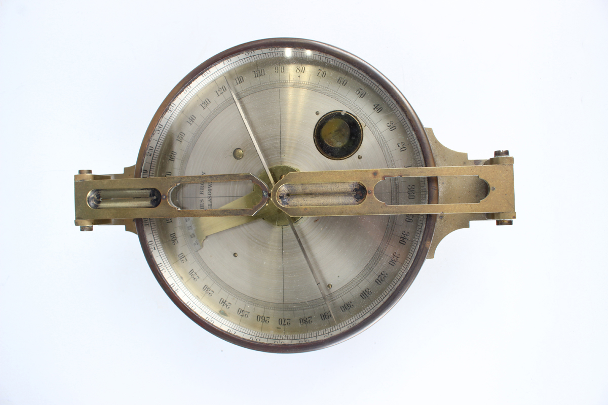 A Victorian brass cased circular miner's dial, the 6-inch silvered dial signed 'James Brown - Image 7 of 10