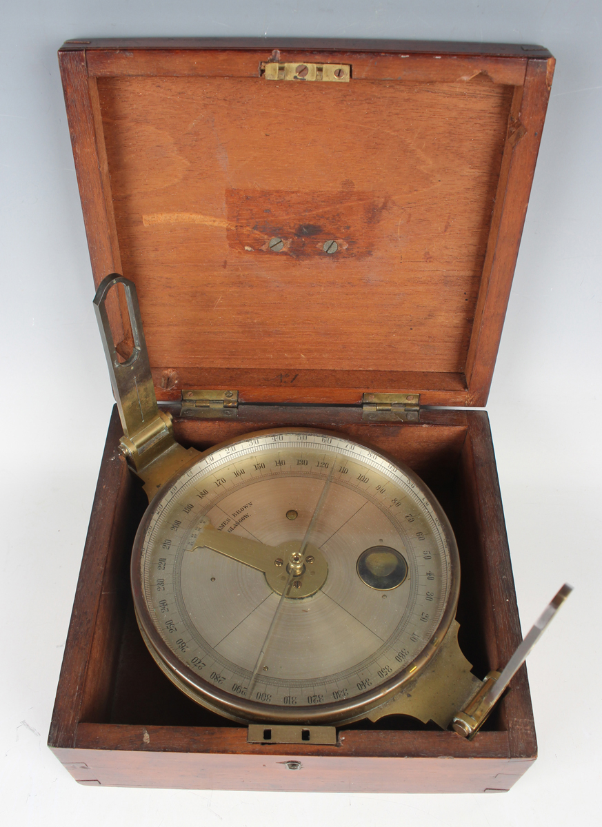 A Victorian brass cased circular miner's dial, the 6-inch silvered dial signed 'James Brown