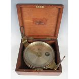 A Victorian brass cased circular miner's dial, the 6-inch silvered dial signed 'James Brown