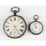 A silver cased keywind open-faced gentleman's pocket watch, the gilt movement detailed 'Waltham Mass