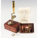 An early 19th century brass pocket microscope, signed 'Carpenter, 24 Regent St London', the