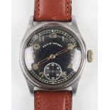 A Revue-Sport military issue steel cased gentleman's wristwatch with unsigned jewelled movement, the