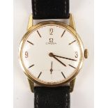 An Omega gilt metal fronted and steel backed gentleman's wristwatch, the signed silvered dial with