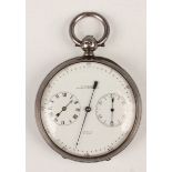 A silver cased keywind open-faced gentleman's pocket watch, the gilt jewelled lever movement