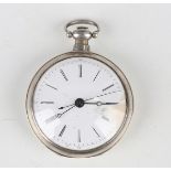 A mid-19th century Chinese market silver cased key wind open-faced gentleman's pocket watch, the