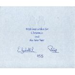 AUTOGRAPHS, QUEEN ELIZABETH II & PRINCE PHILIP. Two Christmas cards signed in ink, possibly autopen,