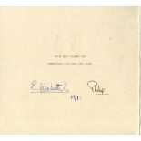 AUTOGRAPHS, QUEEN ELIZABETH II & PRINCE PHILIP. Two Christmas cards signed in ink, possibly autopen,