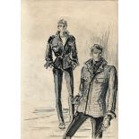 ILLUSTRATIONS. A collection of seven original fashion sketches from the archives of Country Life