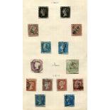 An early group of world stamps in albums and loose with Great Britain 1840 1d black used (x2),