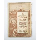 TRACTORS. A scarce Official Catalogue for the 'International Tractor Trials and Agricultural