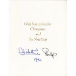 AUTOGRAPHS, QUEEN ELIZABETH II & PRINCE PHILIP. A group of 3 Christmas cards signed in ink, possibly