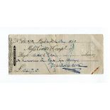 AUTOGRAPH. A Coutts cheque signed by Charles Dickens and dated May 1859, made out to Rev. Gilson for