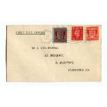 A collection of postal history in Old Auction folders, including Guernsey 1942 (9 April) 1d blue