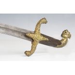 An early 19th century Continental mameluke-hilted officer's sabre with single-edged blade, blade