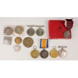 A small group of First World War period medals, including a Victory Medal and a War Medal to '