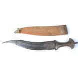 A 19th century Mughal khanjar dagger with double-edged blade of wavy outline, blade length 30.5cm,