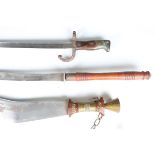 A French 1874 model Gras bayonet with single-edged tapering blade, blade length 52cm, dated '