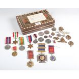 Three R.A.O.B. silver and enamelled jewels, four Second World War period medals, comprising 1939-