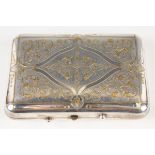 A 19th century French silver and parcel gilt rectangular cigarette case, the front and back