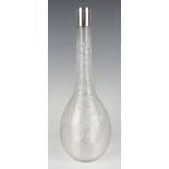 A late Victorian silver mounted cut glass carafe, the ribbed ovoid body and cylindrical neck cut