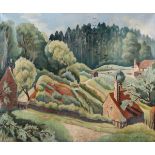 Guy Malet - Rural Landscape with Cottages and Figures, mid-20th century oil on canvas, signed recto,