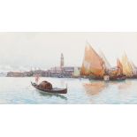 Gian Luciano Sormani - A Gondola on the Bacino, Venice, late 19th/early 20th century watercolour,