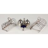 A George V silver six-division toast rack, Sheffield 1929 by William Hutton & Sons Ltd, length 12cm,