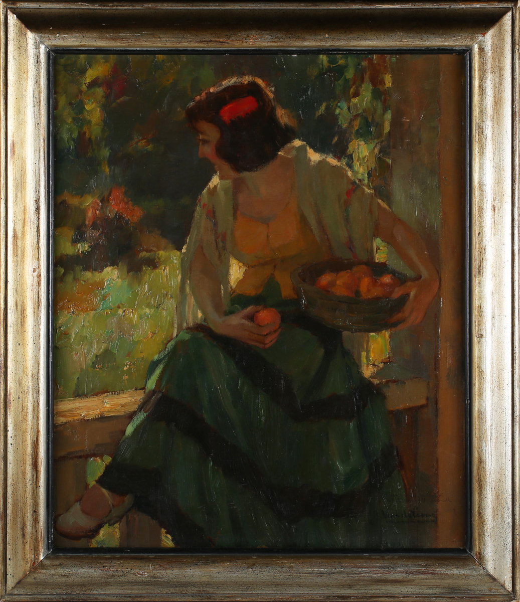 Jules van de Leene - 'Lolita', early 20th century oil on board, signed and inscribed recto, titled - Image 6 of 6