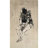 Federico Moroni - Seated Figure, pen with ink and monochrome wash, signed and dated 1954, 50.5cm x