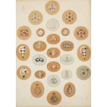 Attributed to Queen Mary - Designs for Brooches, twenty-six early 20th century watercolours, each