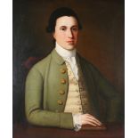 Strickland Lowry - Half Length Portrait of a Gentleman wearing a Green Jacket and White Stock,
