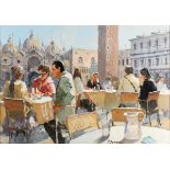 Anatoliy Demenko - 'In San Marco Square, Venice', 20th century oil on canvas, signed, 47.5cm x 69cm,