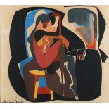 Ken Alrendana Spencer - Cubist Figure Study, 20th century pastel with acrylic and watercolour,