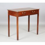 A George III mahogany side table, fitted with a single drawer, on block legs, height 75cm, width