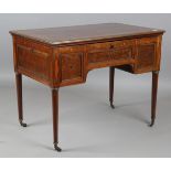 A 19th century French mahogany poudreuse dressing table with applied brass mounts, the hinged top