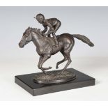 David Cornell - 'Champion Finish', a late 20th century cast bronze equestrian figure of Lester
