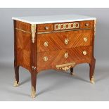 An early 20th century French Transitional style kingwood and gilt metal mounted three-drawer