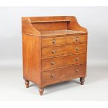 A Regency mahogany chest with a gallery back and ebony-strung drawers, height 102cm, width 85cm,