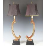 A pair of modern table lamps by Thomas Blakemore, each moulded in the form of an acanthus scroll,