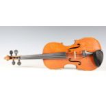 A three-quarter-size violin, length of back excluding button 33.4cm, cased.Buyer’s Premium 29.4% (