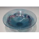 A Monart glass bowl, 1930s, shape BI, of flared circular form on a small foot, in colourway '434'